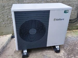 air source heat pump in yard