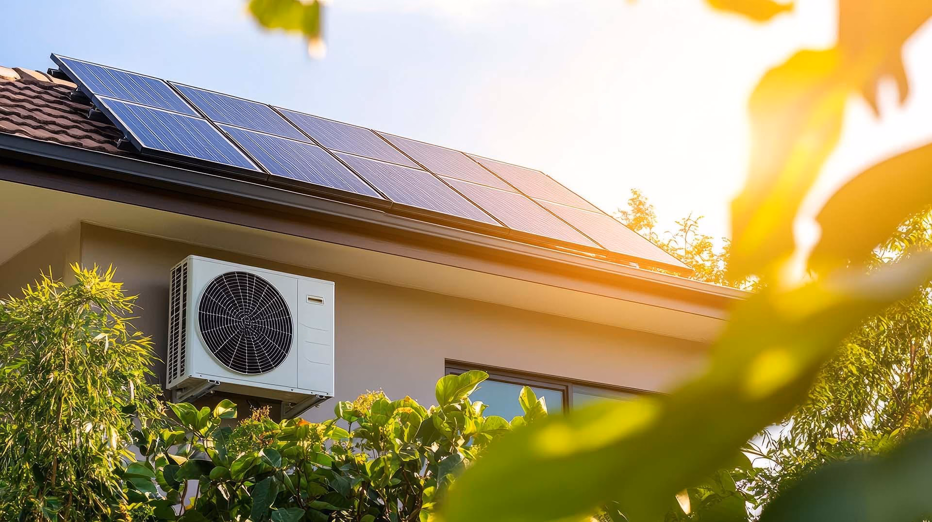 heat pump and solar panels